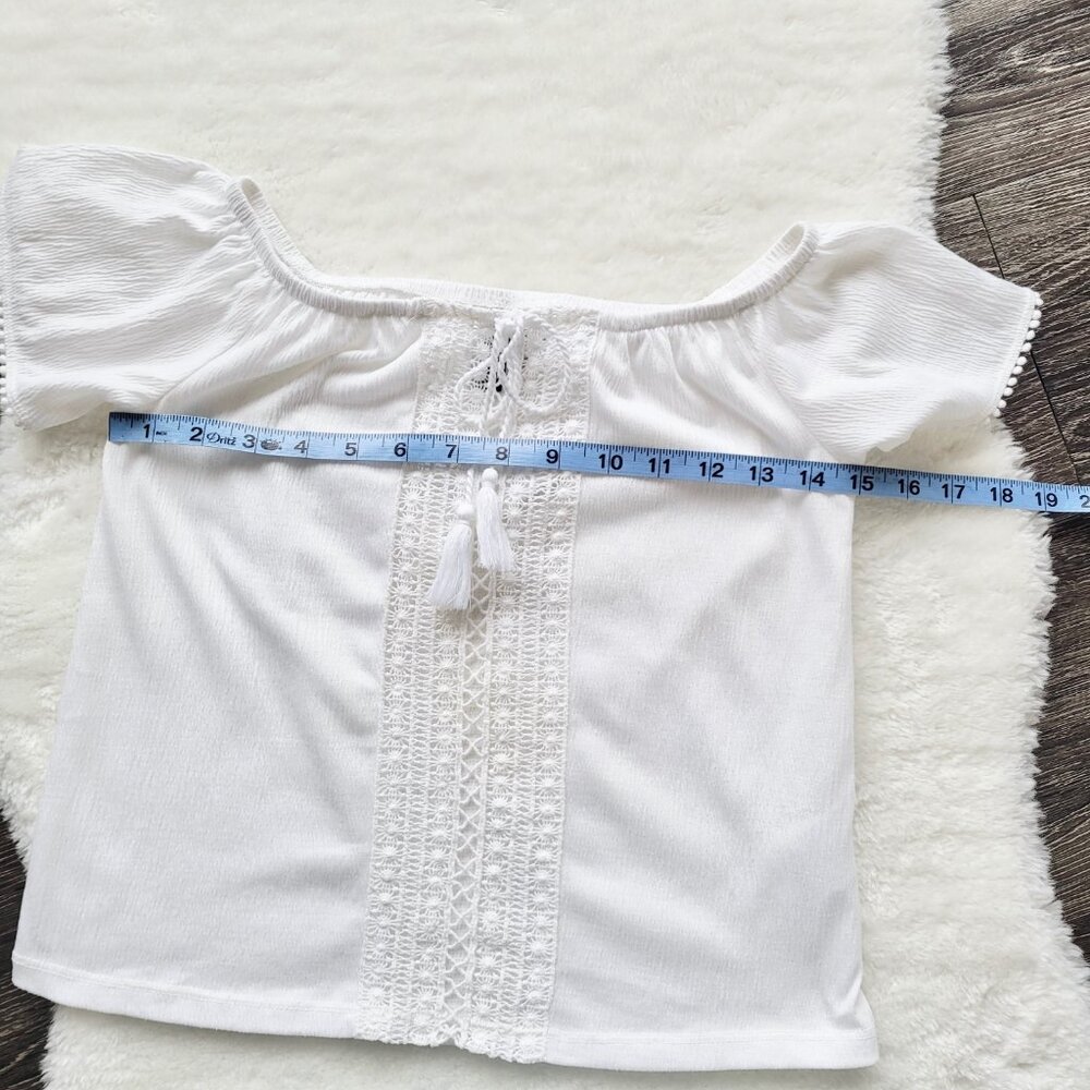 H&M Divided Off The Shoulder Crochet Detail Front Blouse in White Size XS - Picture 9 of 11